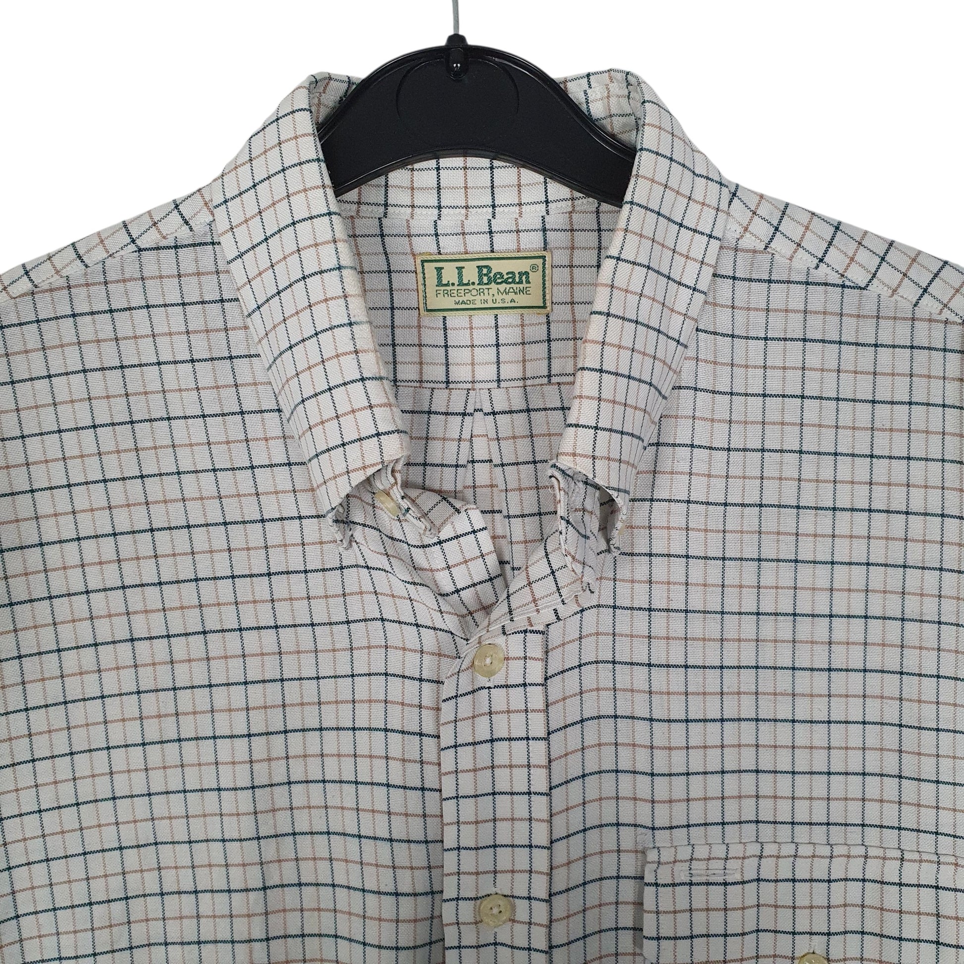 Mens White L.L.Bean Vintage 80s Made in USA  Shirt