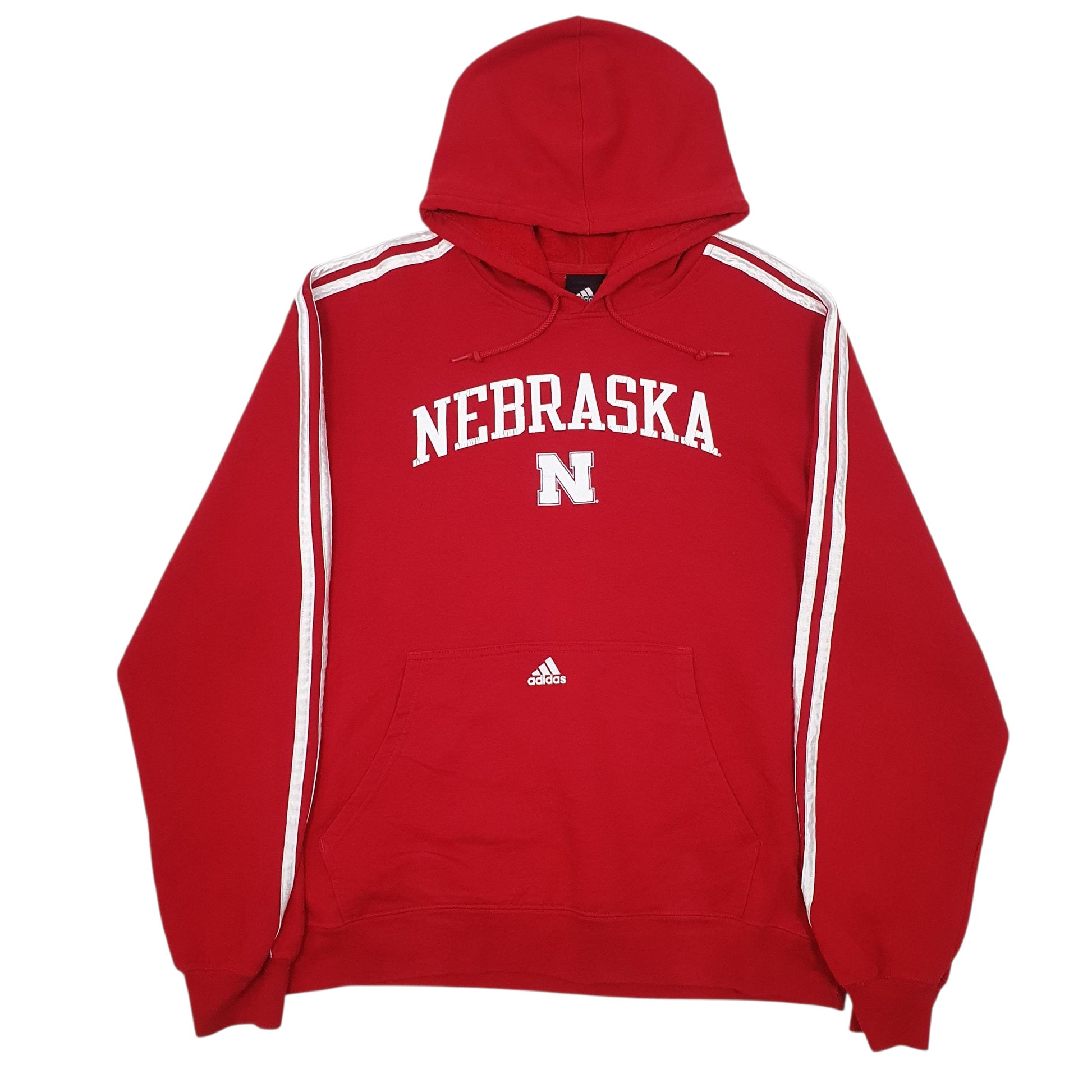 Mens Red Adidas Nebraska Hoodie Jumper