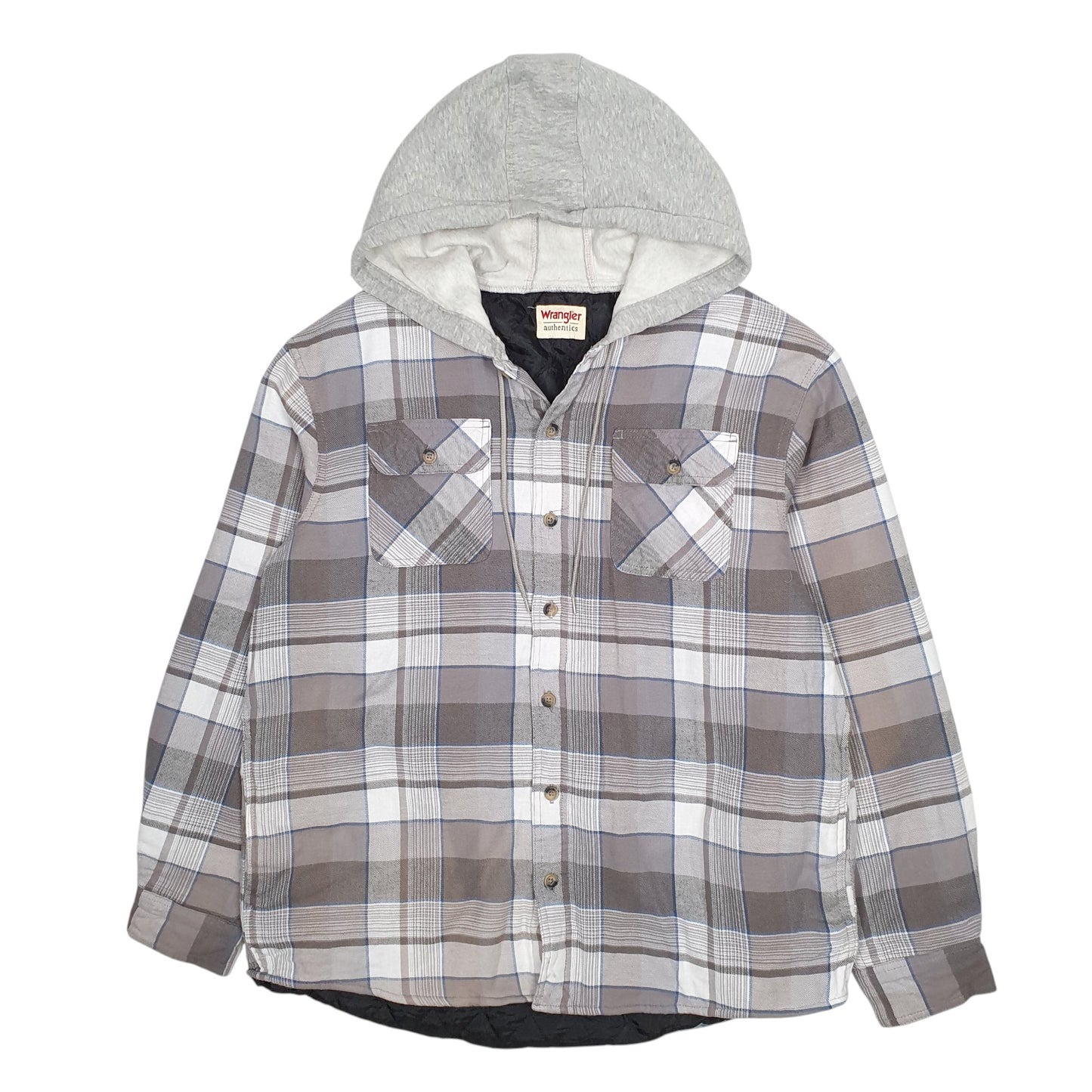 Mens Grey Wrangler Plaid Overshirt Hoodie  Coat