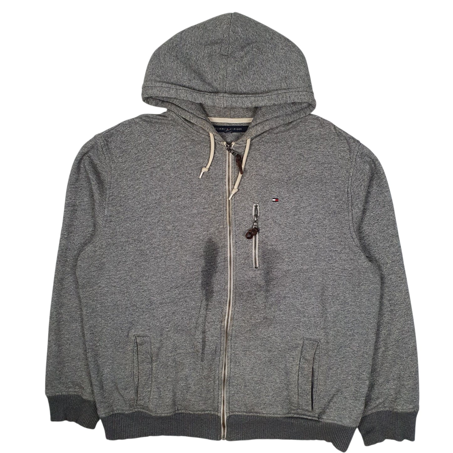 Mens Grey Tommy Hilfiger Hoodie Full Zip Jumper