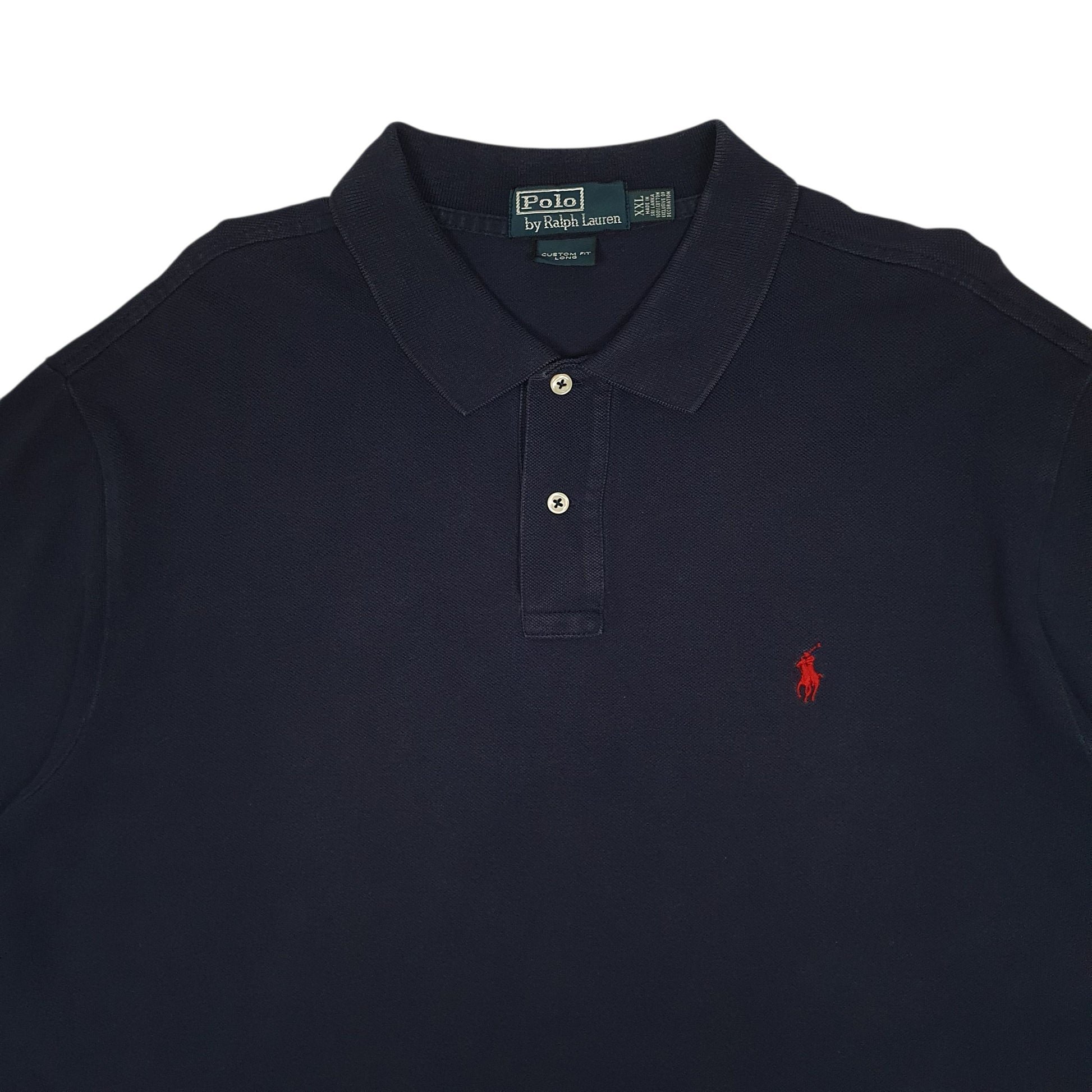 Mens Navy Polo Ralph Lauren Custom Fit Long  Polo Shirt
