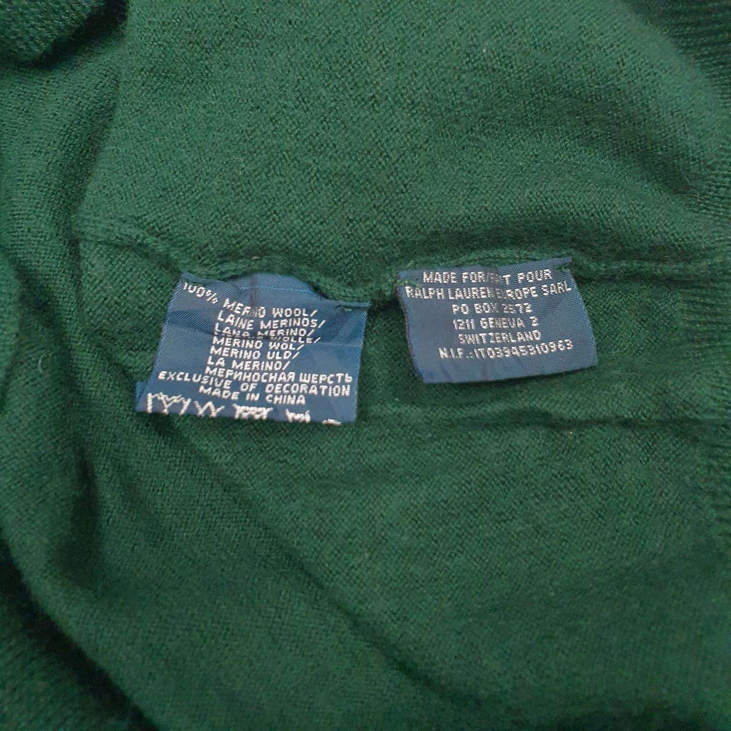 Mens Green Polo Ralph Lauren  V Neck Jumper