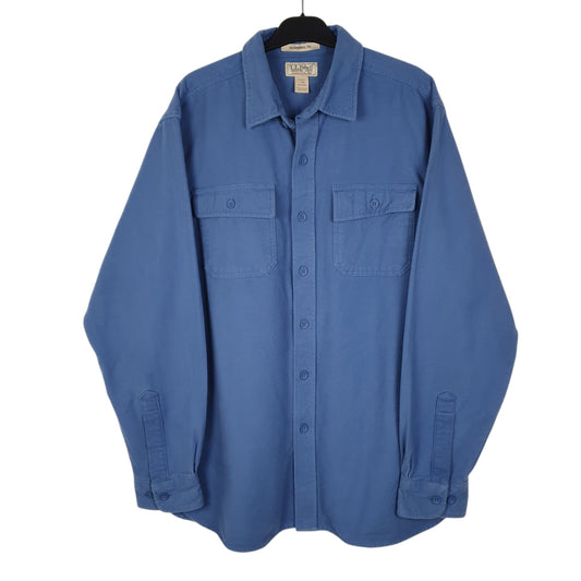 Mens Blue L.L.Bean Thick Chamois Long Sleeve Shirt