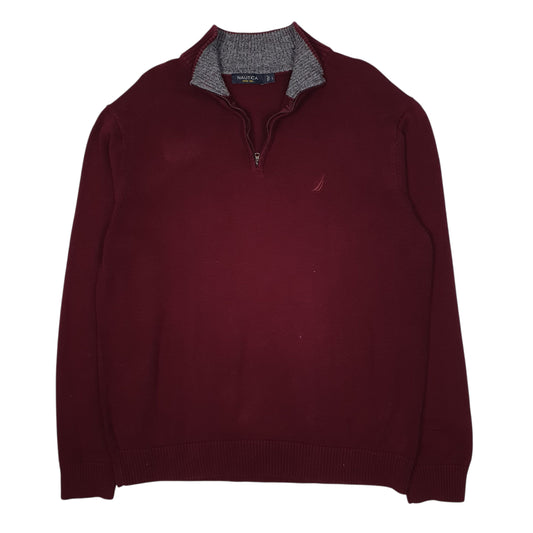 Mens Burgundy Nautica  Quarter Zip Jumper