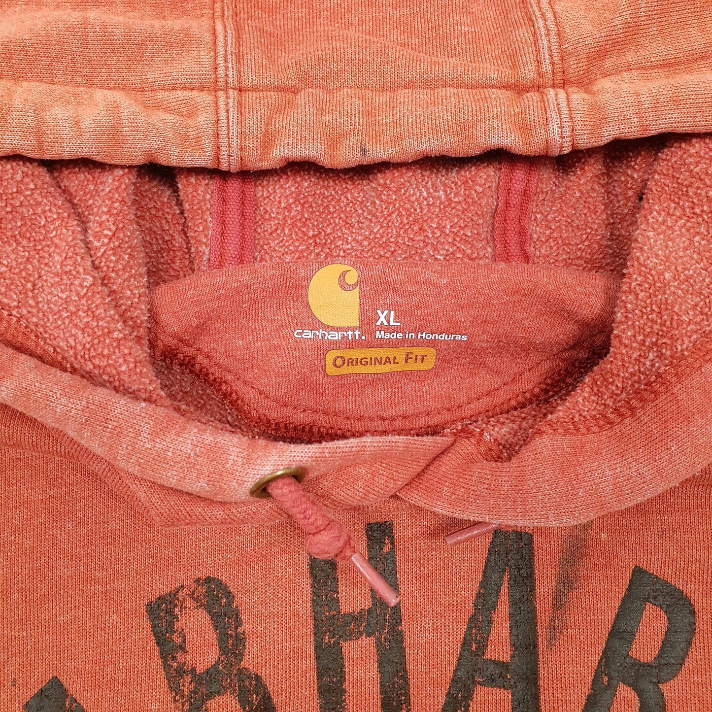 Mens Orange Carhartt Spellout Hoodie Jumper