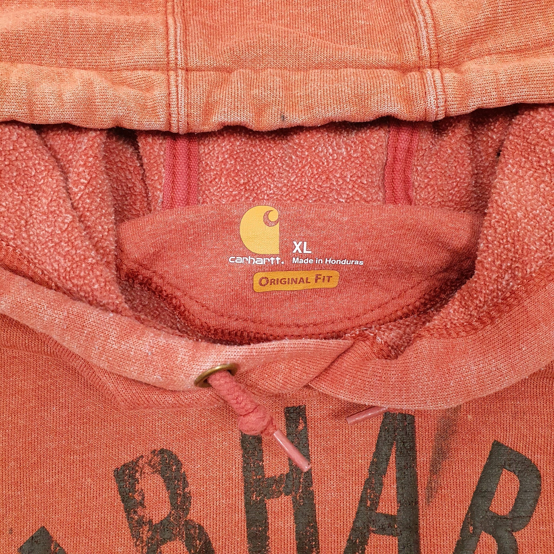 Mens Orange Carhartt Spellout Hoodie Jumper