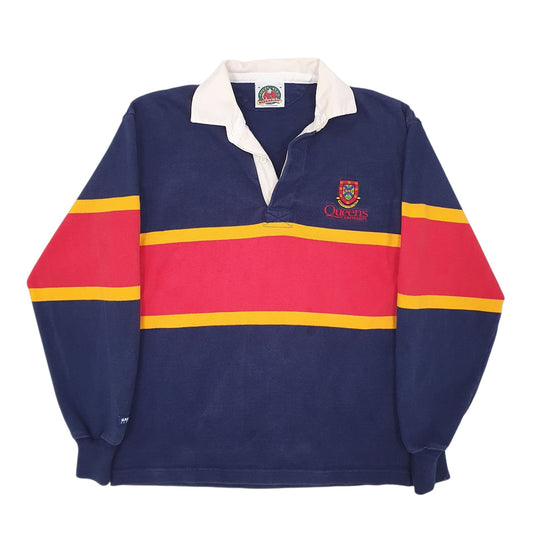 Mens Navy Barbarian Rugby Queens University Long Sleeve Polo Shirt