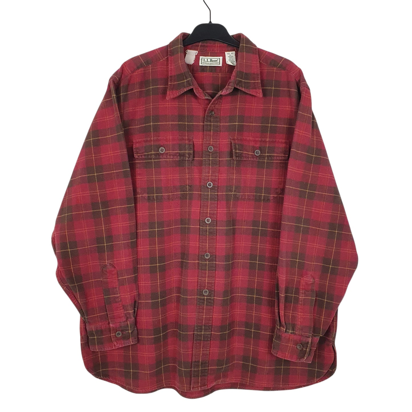 Mens Red L.L.Bean Vintage 90s Chamois Long Sleeve Shirt