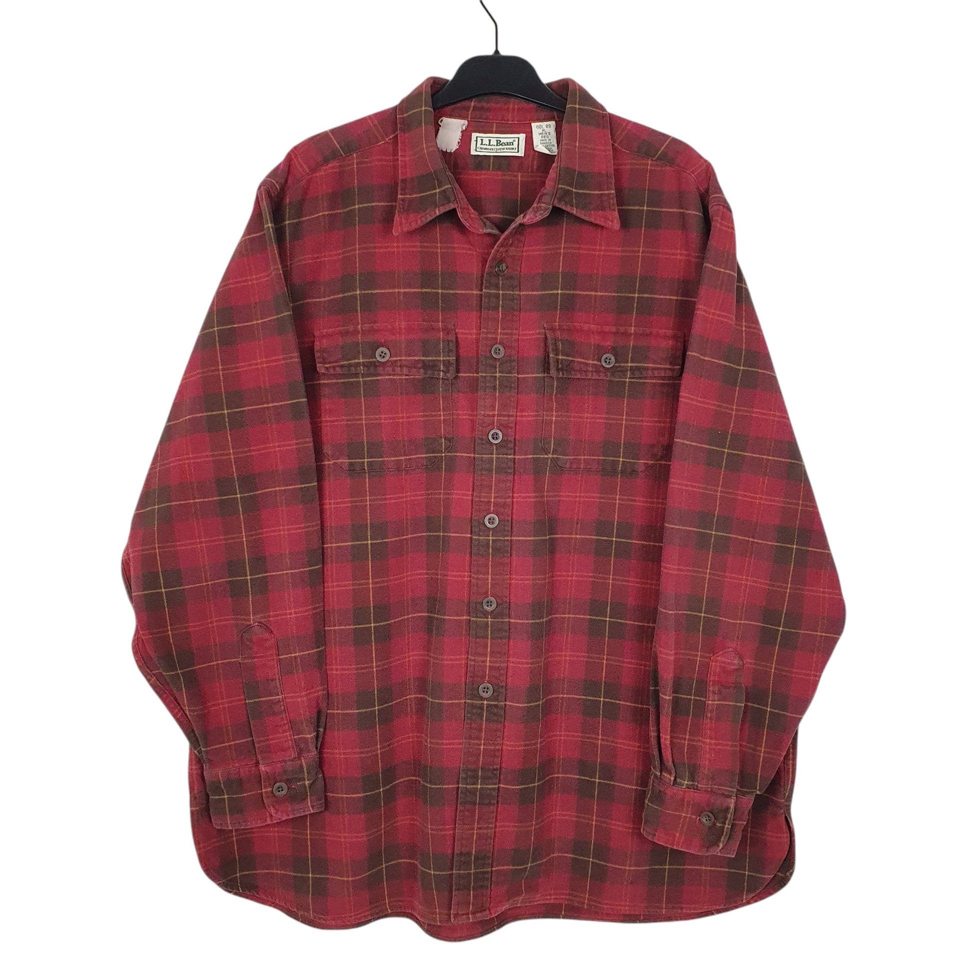 Mens Red L.L.Bean Vintage 90s Chamois Long Sleeve Shirt