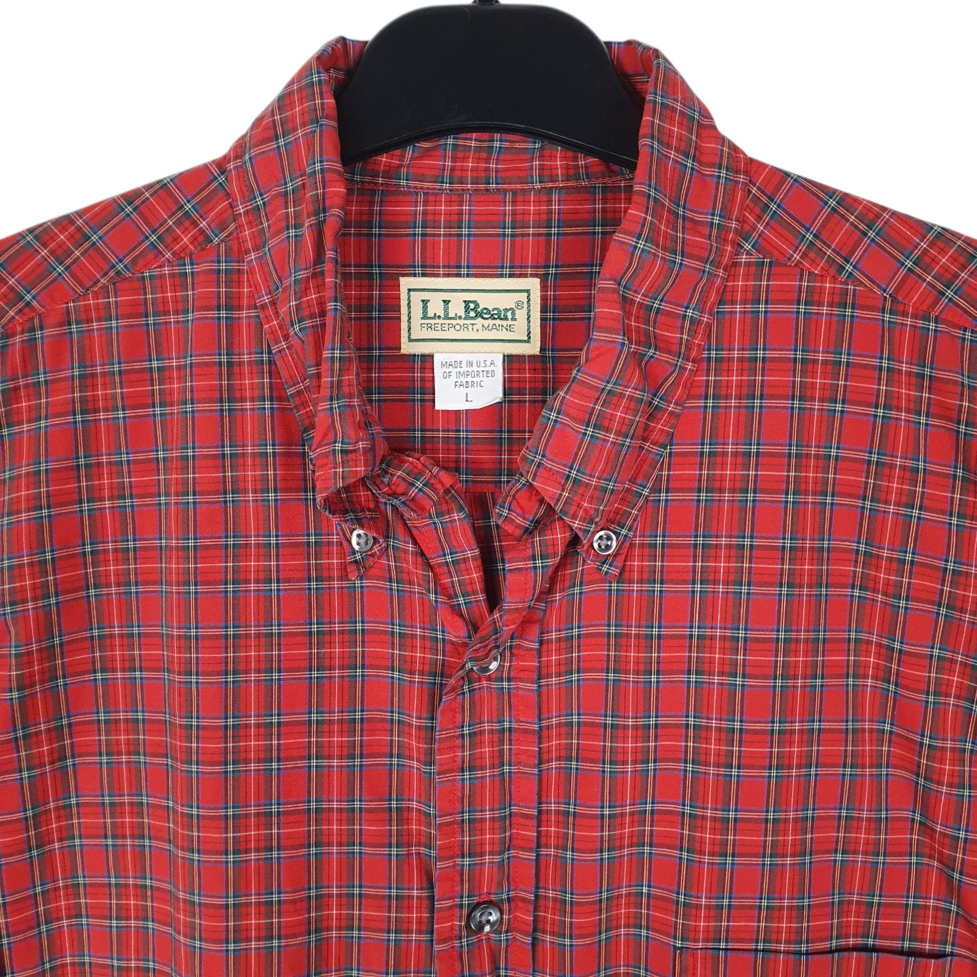 Mens Red L.L.Bean Vintage 90s Made In USA  Shirt