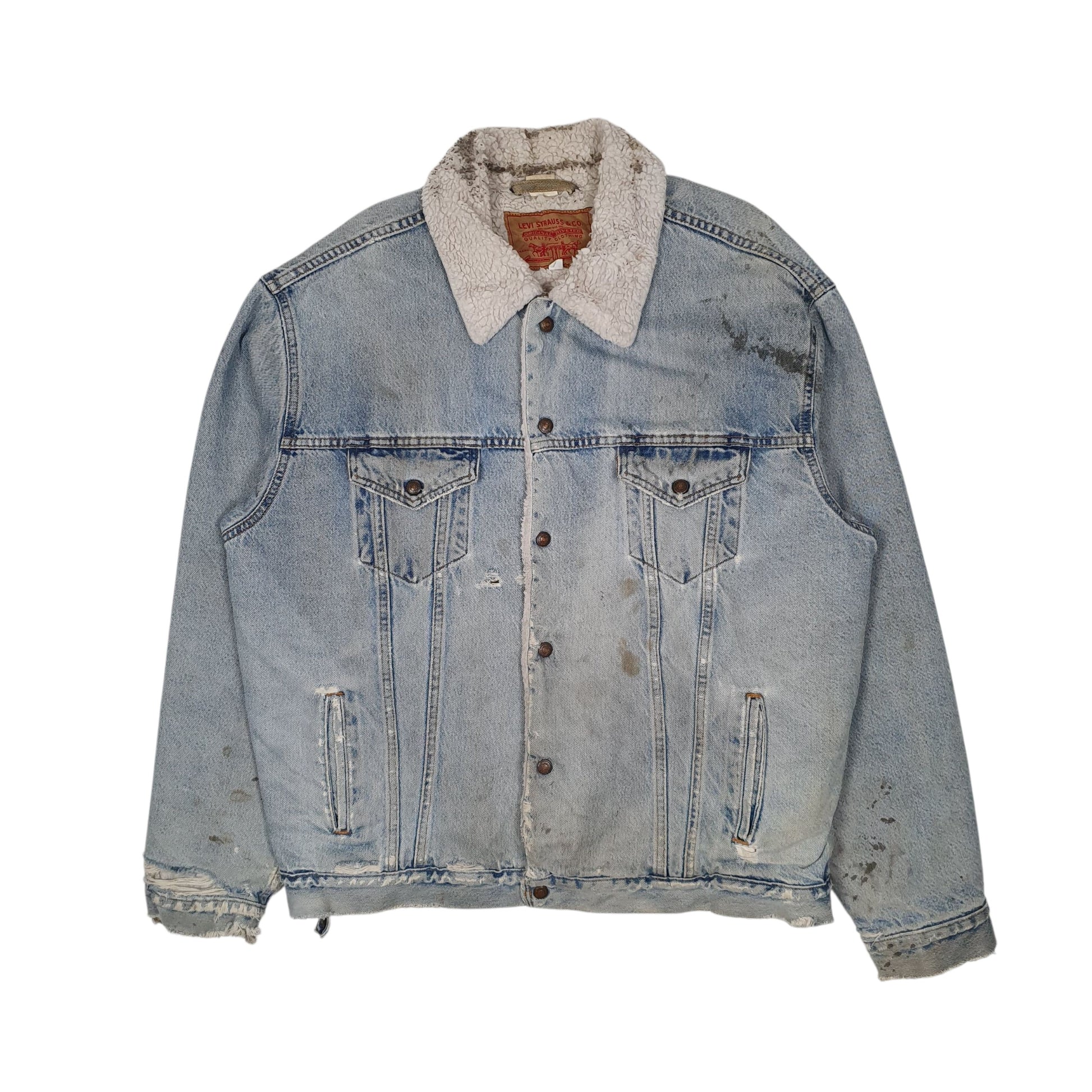 Mens Blue Levis Vintage 90s Sherpa Lined  Coat
