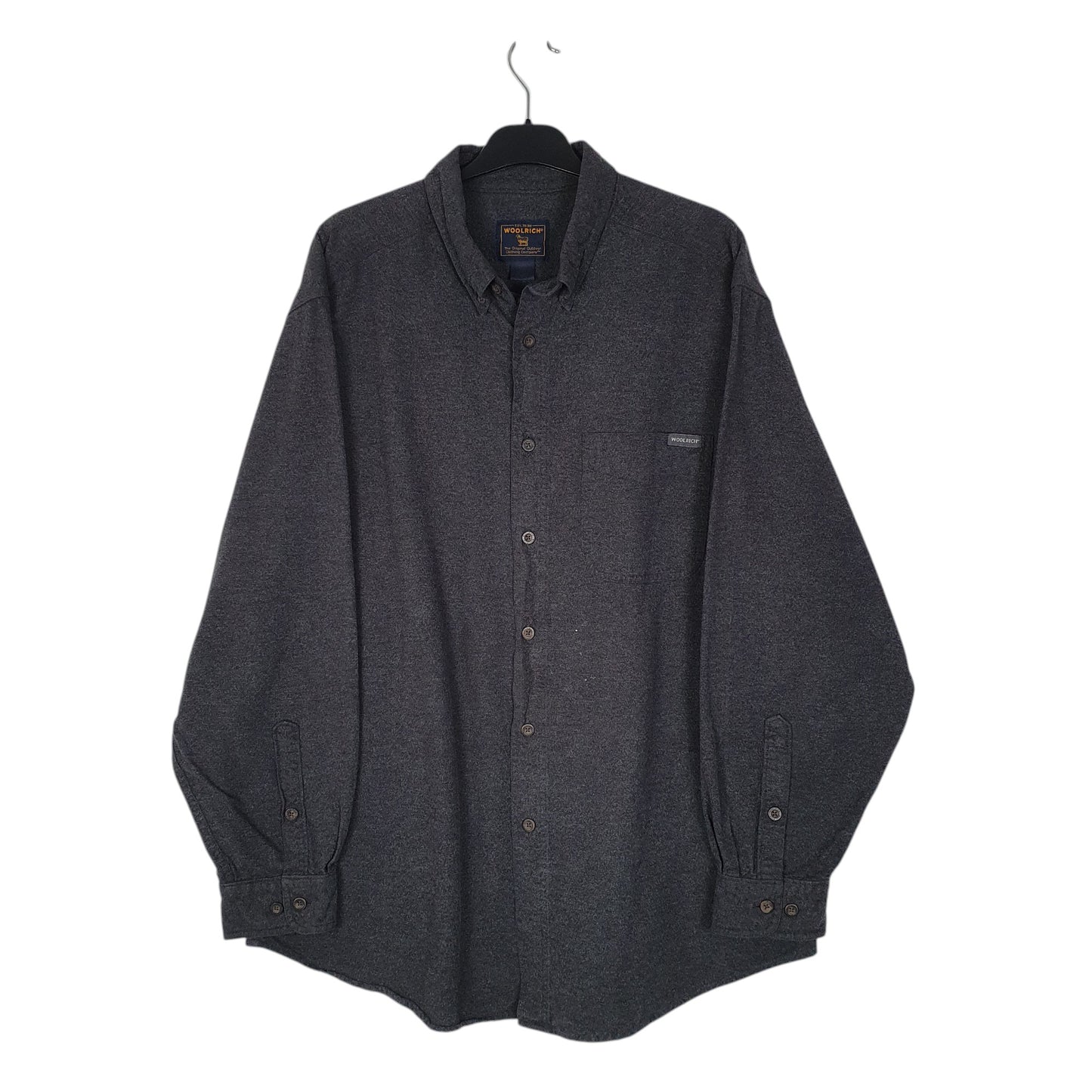 Mens Grey Woolrich Thick Chamois Long Sleeve Shirt