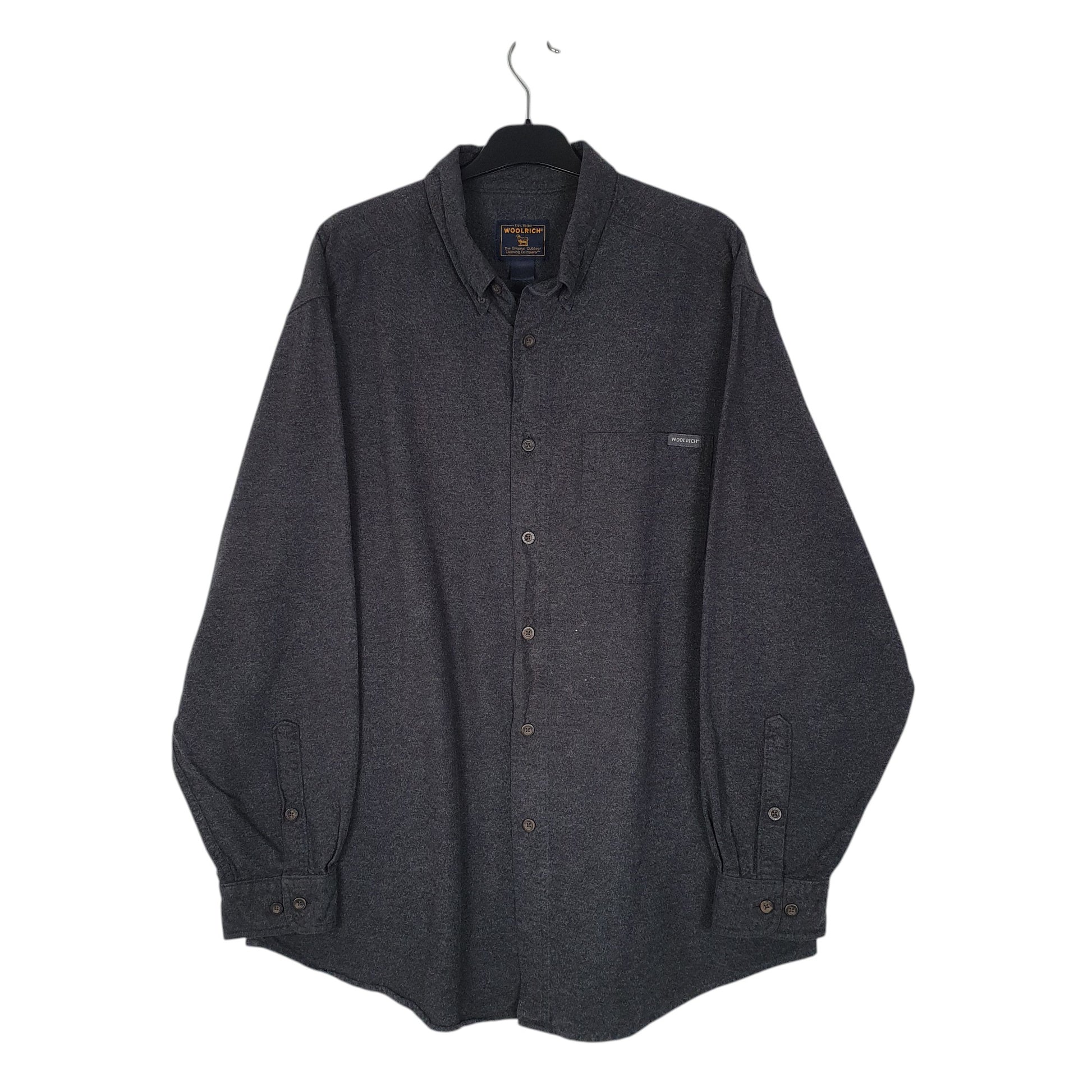 Mens Grey Woolrich Thick Chamois Long Sleeve Shirt