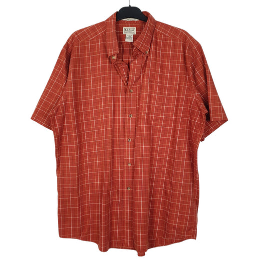 Mens Orange L.L.Bean  Short Sleeve Shirt