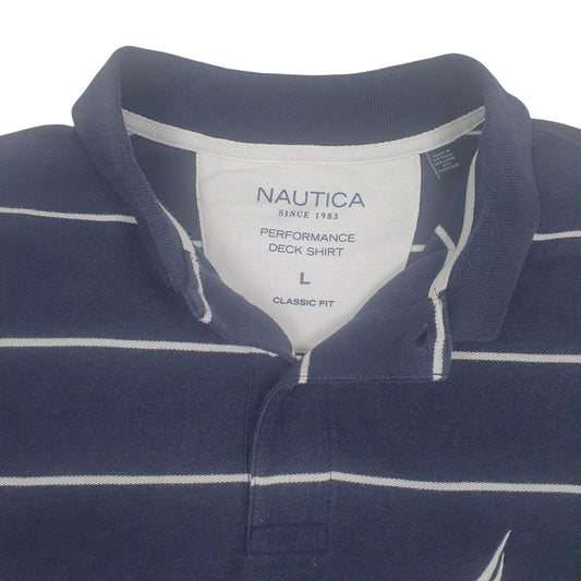 Mens Navy Nautica Performance Deck Shirt Hoodie Polo Shirt