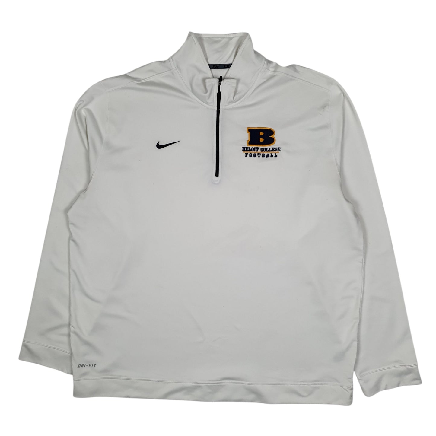 Mens White Nike Beloit Football Dri Fit Quarter Zip Jumper