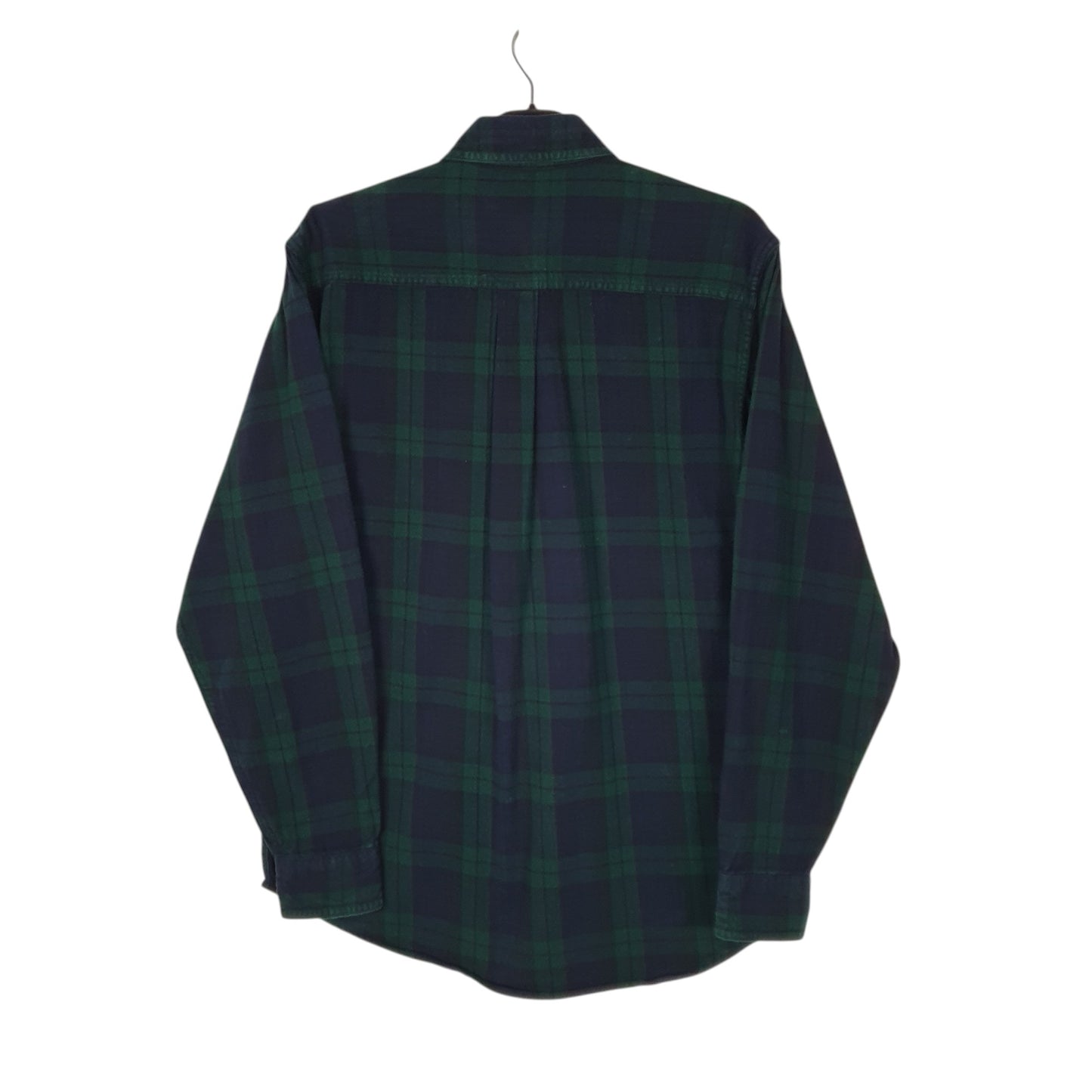 Mens Navy L.L.Bean Thick Flannel Plaid Chamois  Shirt