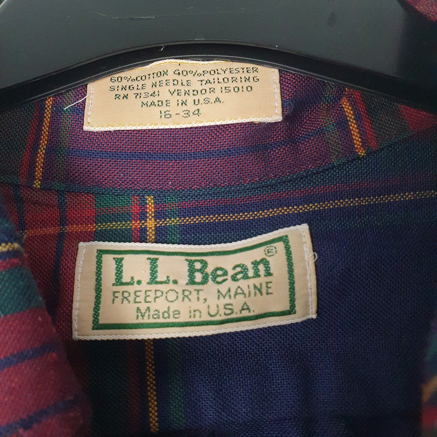 Mens Navy L.L.Bean Vintage 90s Made In USA  Shirt
