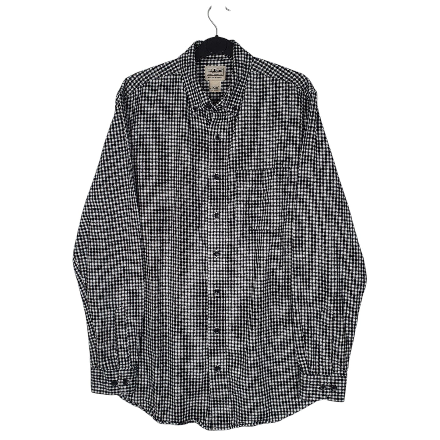 Mens Grey L.L.Bean Scotch Plaid Flannel Tall Long Sleeve Shirt