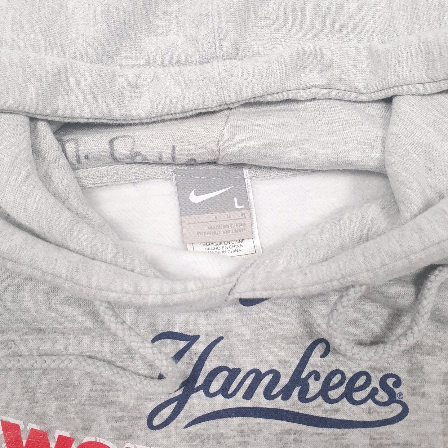 Mens Grey Nike Vintage 00s MLB Yankees Hoodie Jumper
