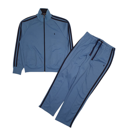 Mens Blue Polo Ralph Lauren Vintage 90s Polo Sport Tracksuit Full Zip Jumper