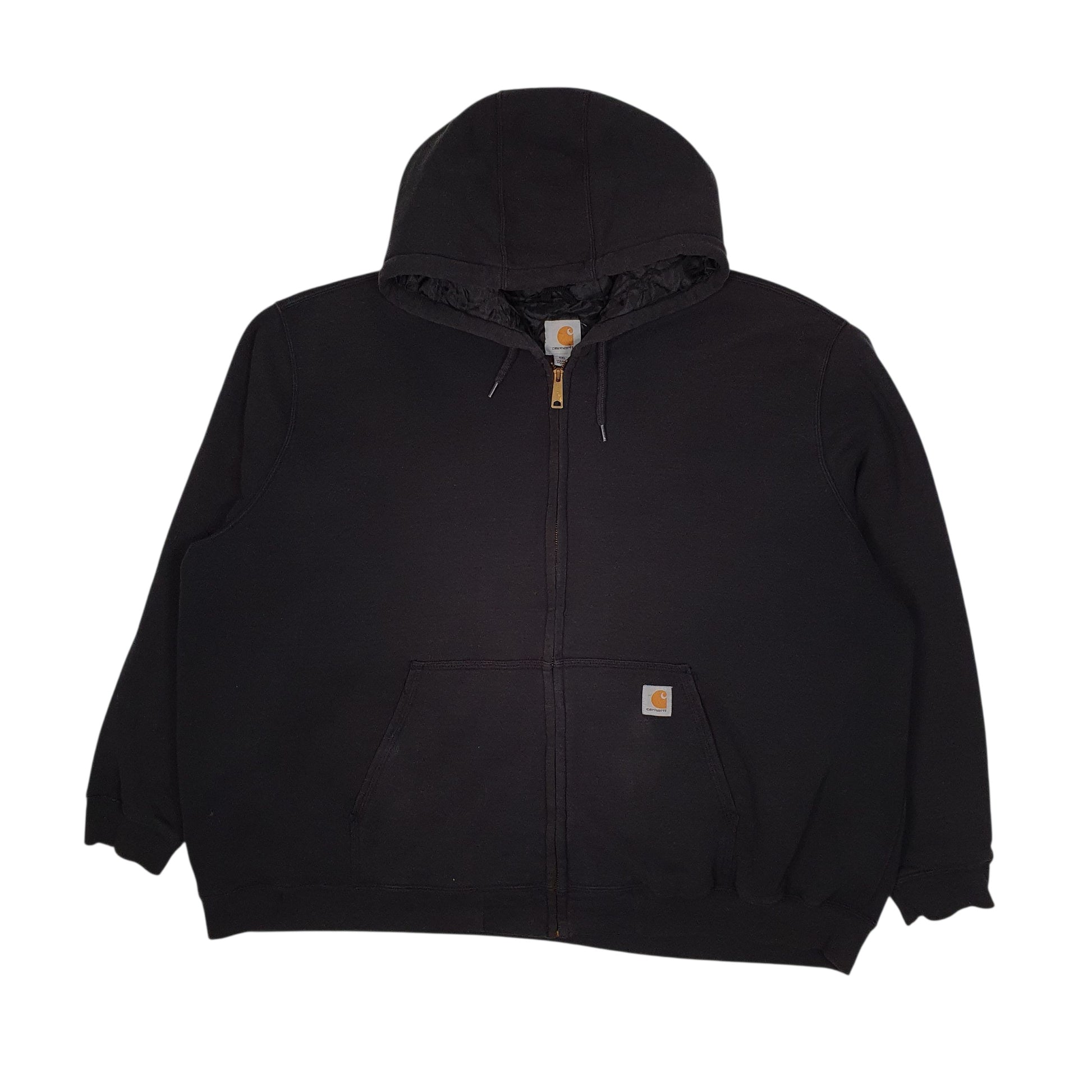 Mens Black Carhartt Quilt Lined Hoodie Active Full Zip Jumper