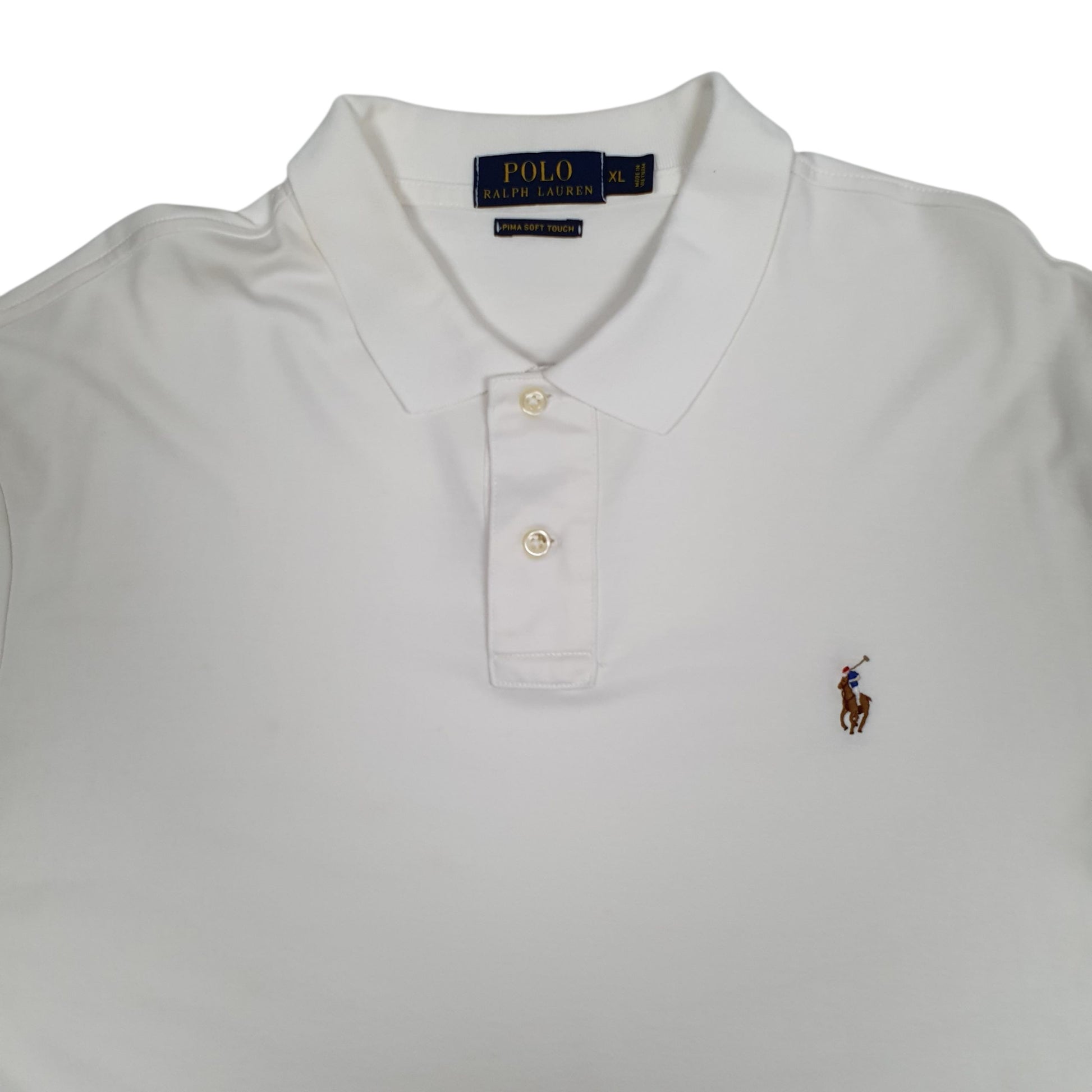 Mens White Polo Ralph Lauren Pima Soft Touch  Polo Shirt
