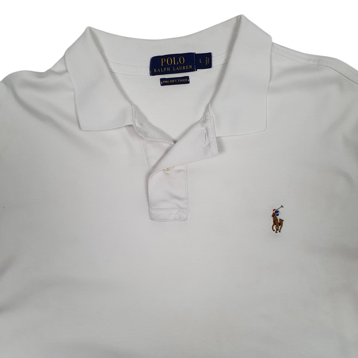 Mens White Polo Ralph Lauren Pima Soft Touch  Polo Shirt