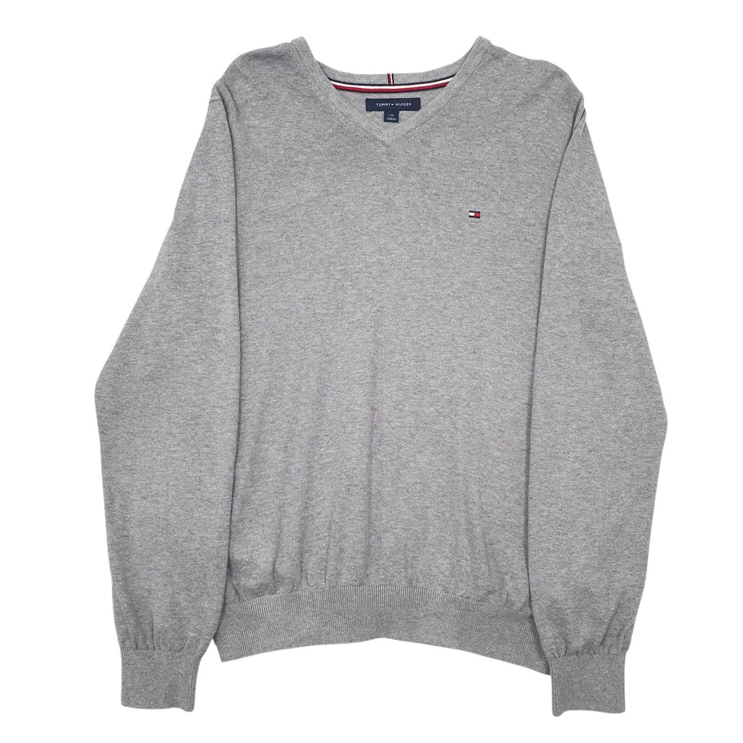 Mens Grey Tommy Hilfiger  V Neck Jumper