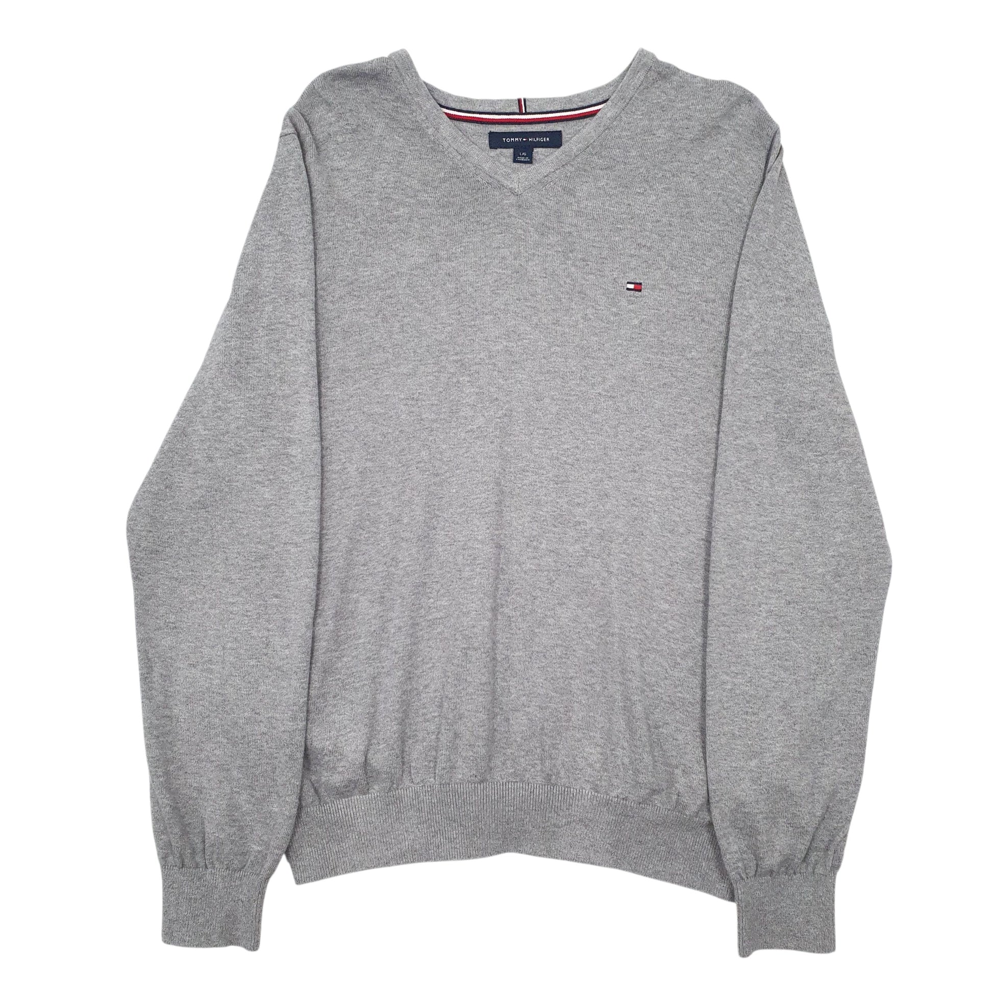 Mens Grey Tommy Hilfiger  V Neck Jumper