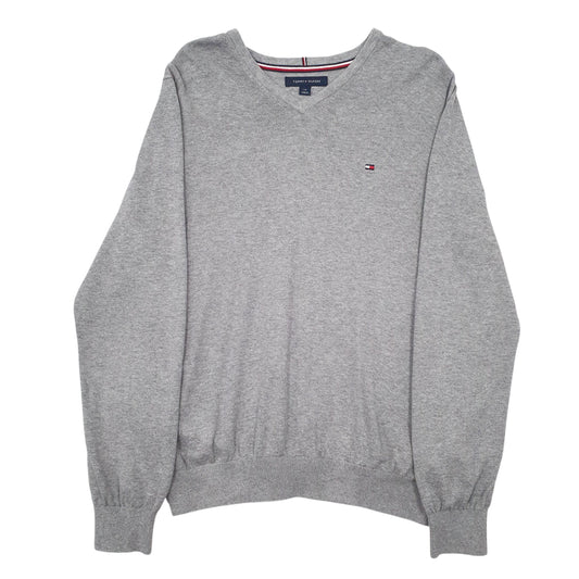 Mens Grey Tommy Hilfiger  V Neck Jumper