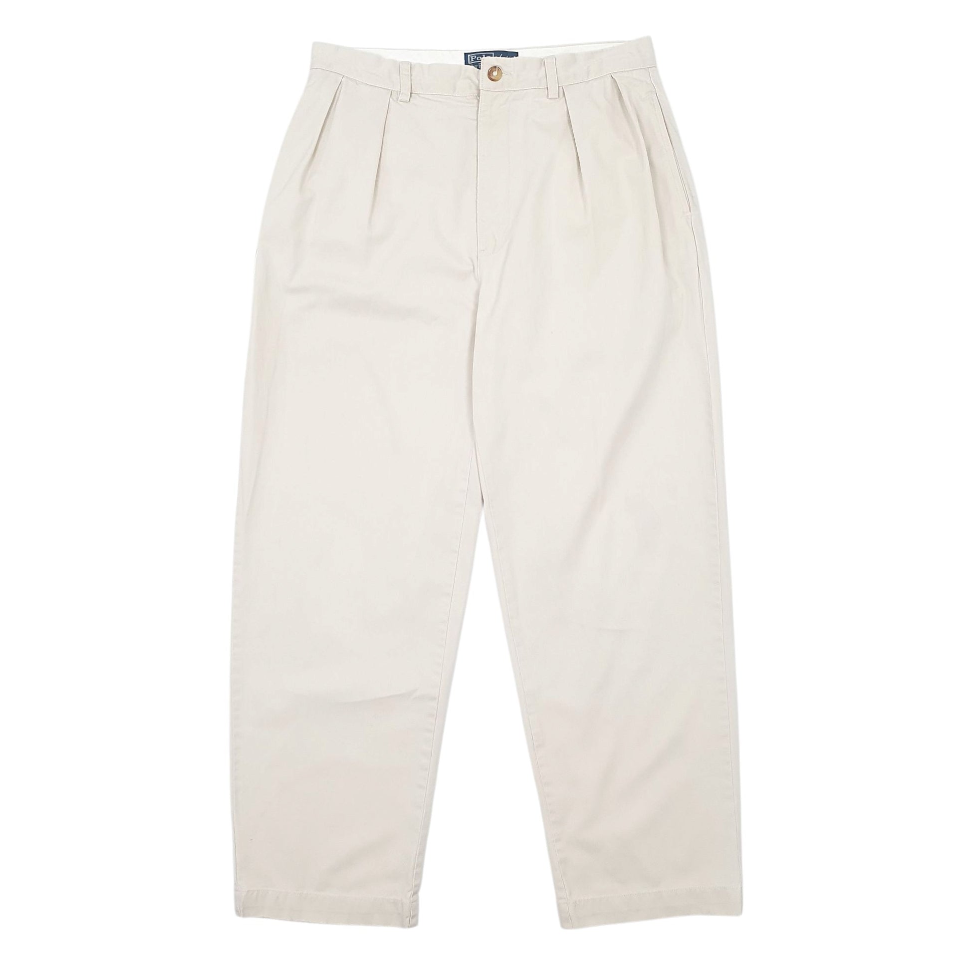 Mens Cream Polo Ralph Lauren Double Pleated Andrew Pant Chino Trousers