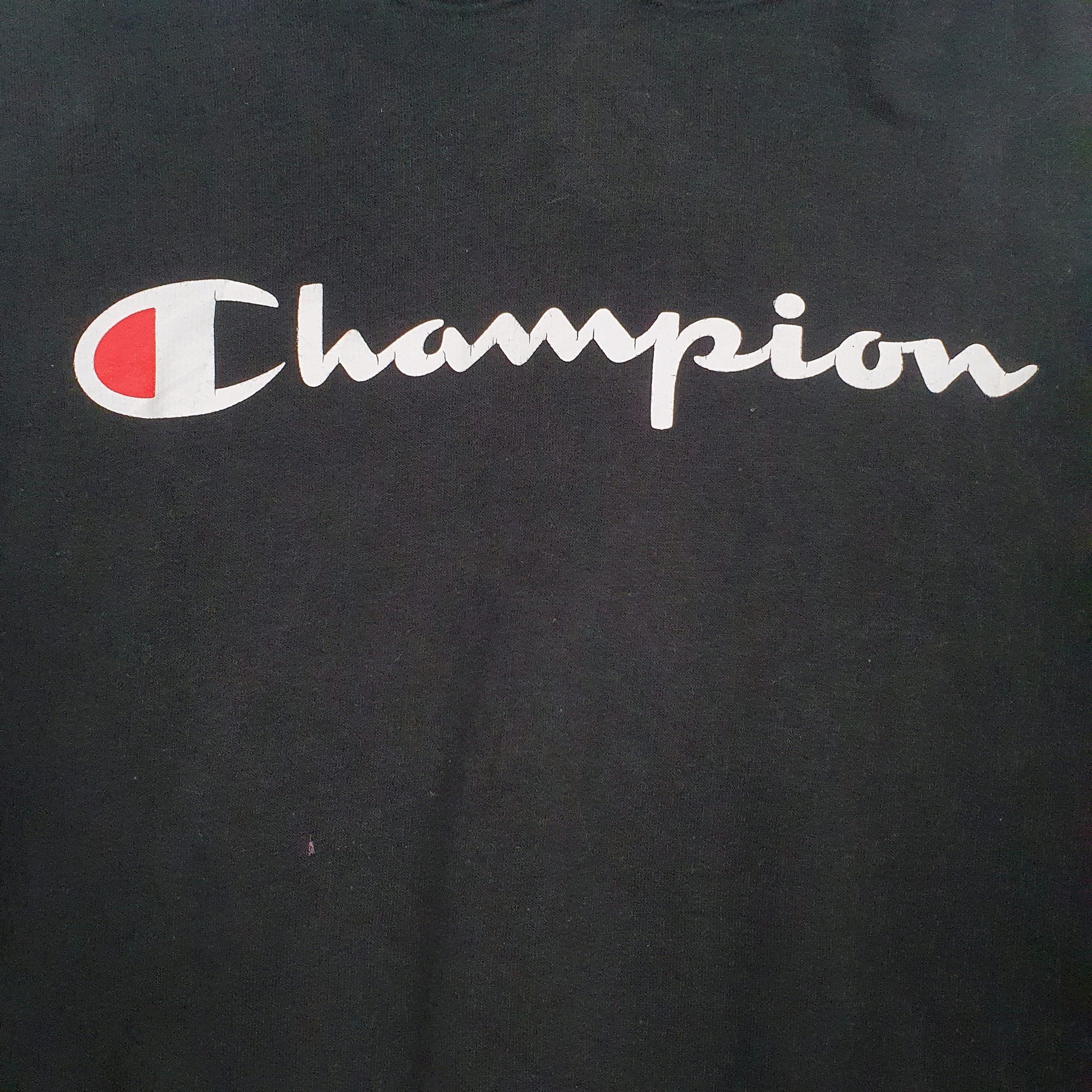 Mens Black Champion Spellout Hoodie Jumper