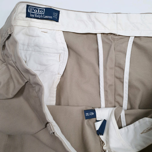 Mens Beige Polo Ralph Lauren Double Pleated  Trousers