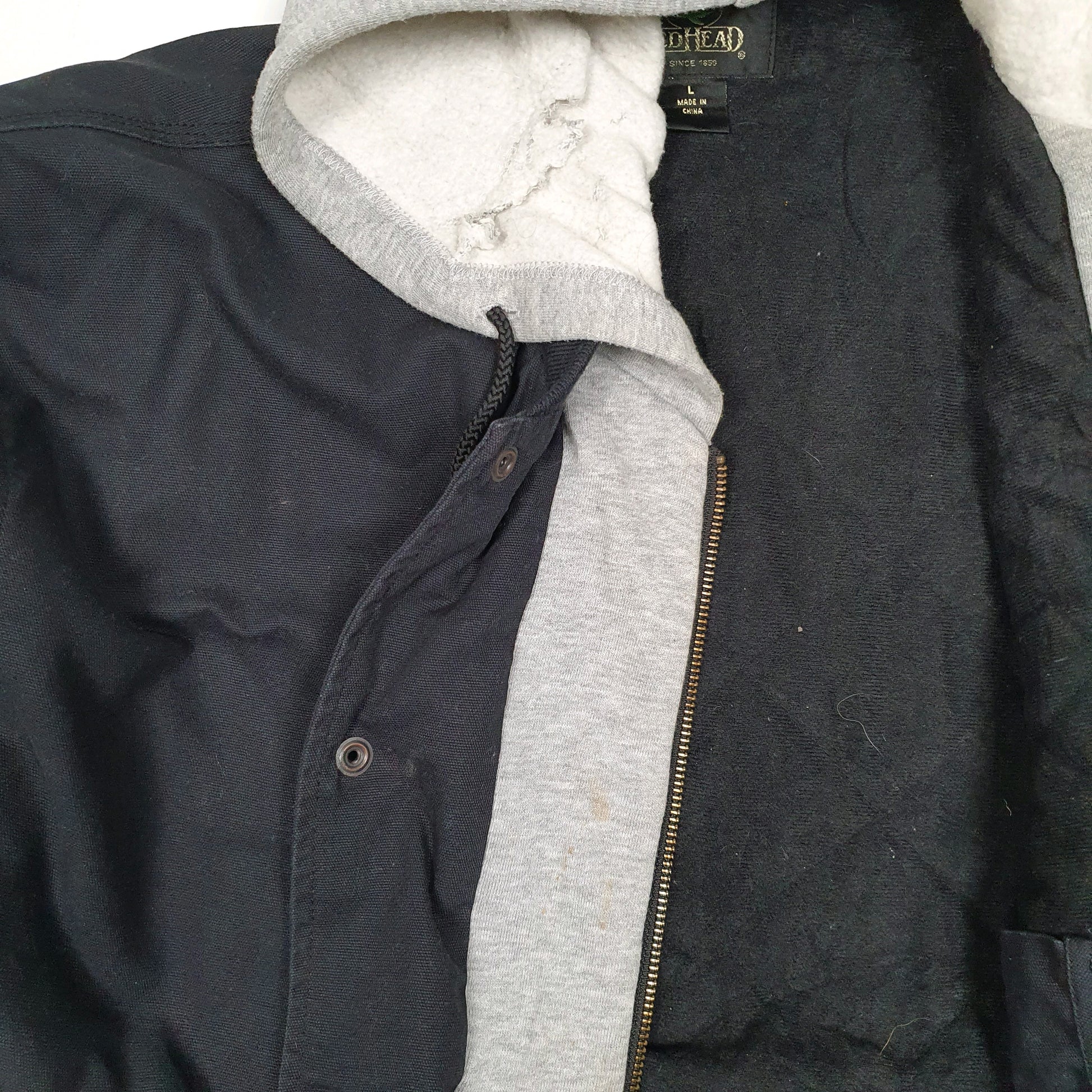 Mens Black Red Head Hoodie Chore  Coat