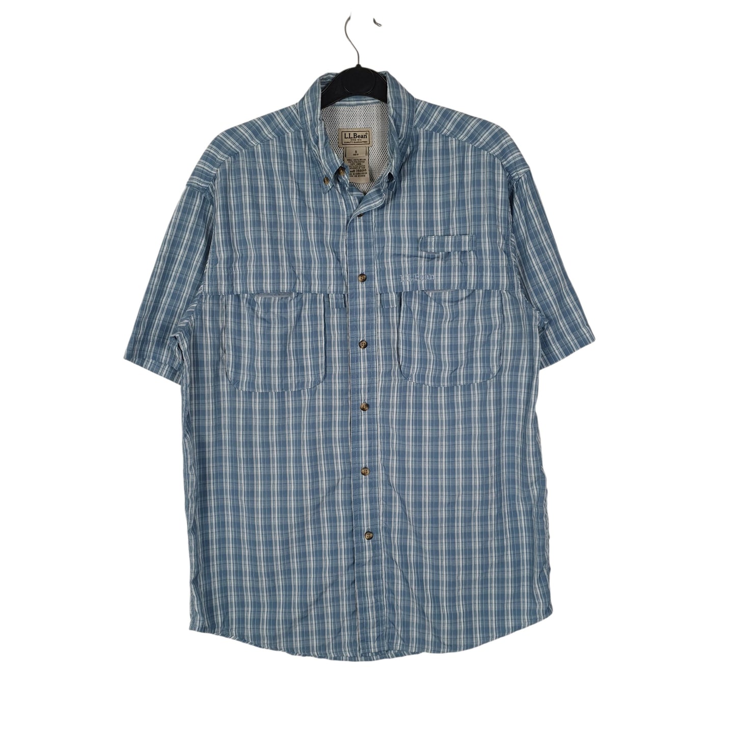 Mens Blue L.L.Bean Walking Hiking Short Sleeve Shirt