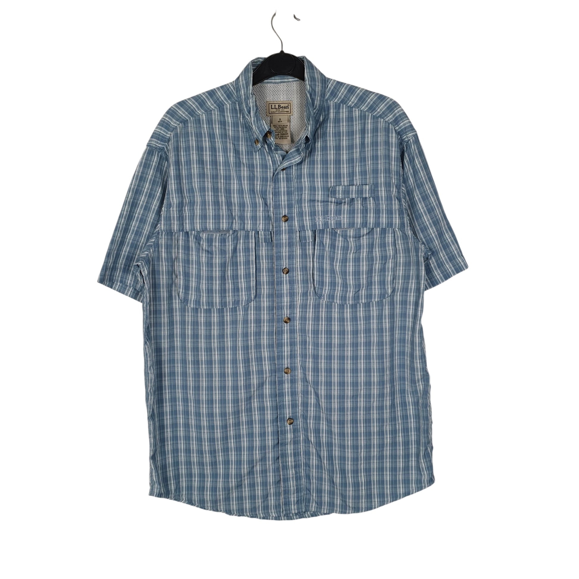 Mens Blue L.L.Bean Walking Hiking Short Sleeve Shirt