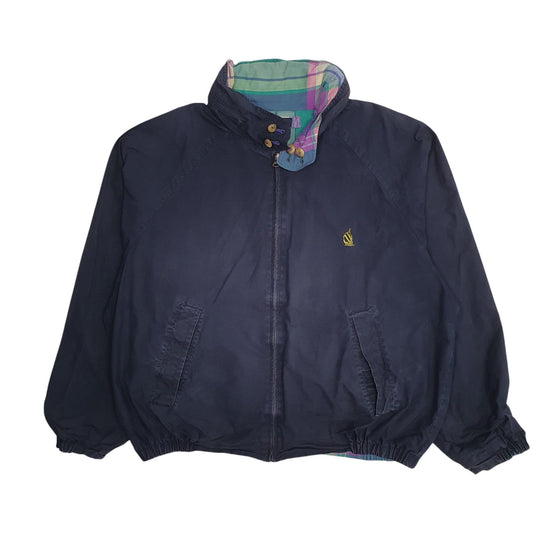 Mens Navy Nautica Harrington Windbreaker Reversible Vintage 90s Full Zip Coat