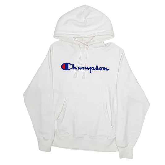 Mens White Champion Reverse Weave Hoodie Jumper