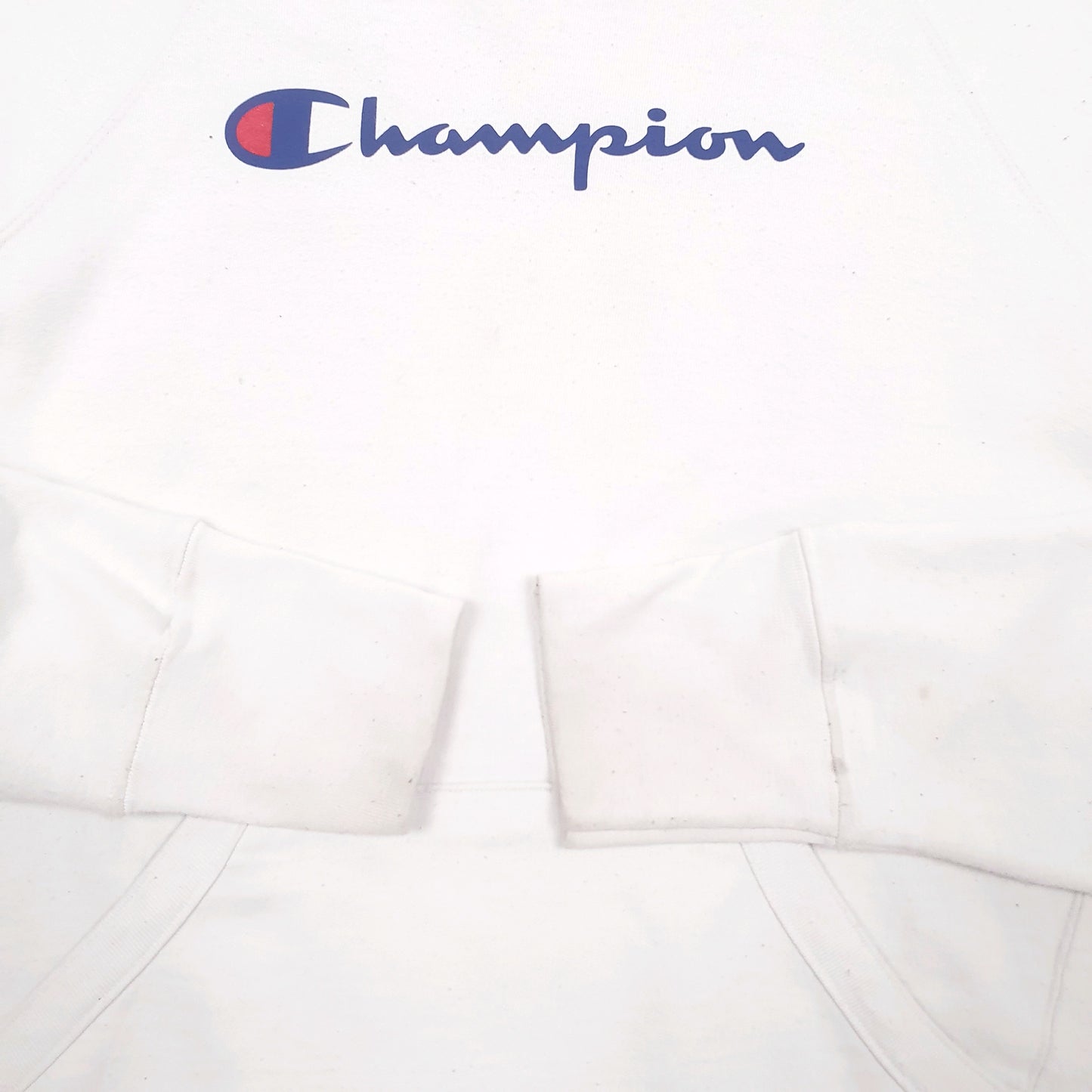 Womens White Champion Spellout Hoodie Jumper