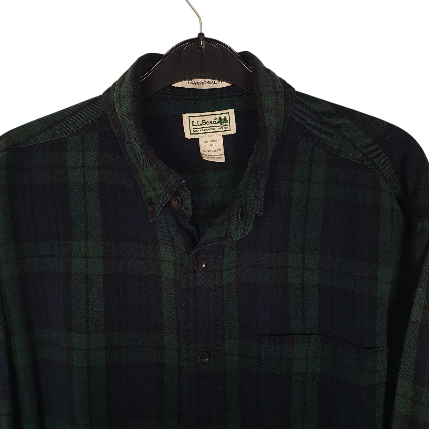 Mens Navy L.L.Bean Scotch Plaid Flannel  Shirt