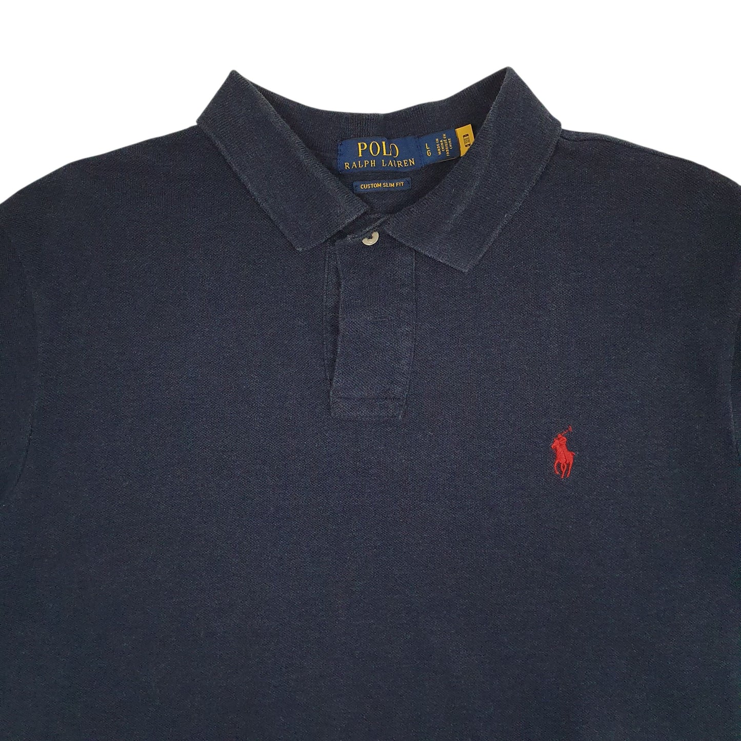 Mens Navy Polo Ralph Lauren Custom Slim Fit  Polo Shirt