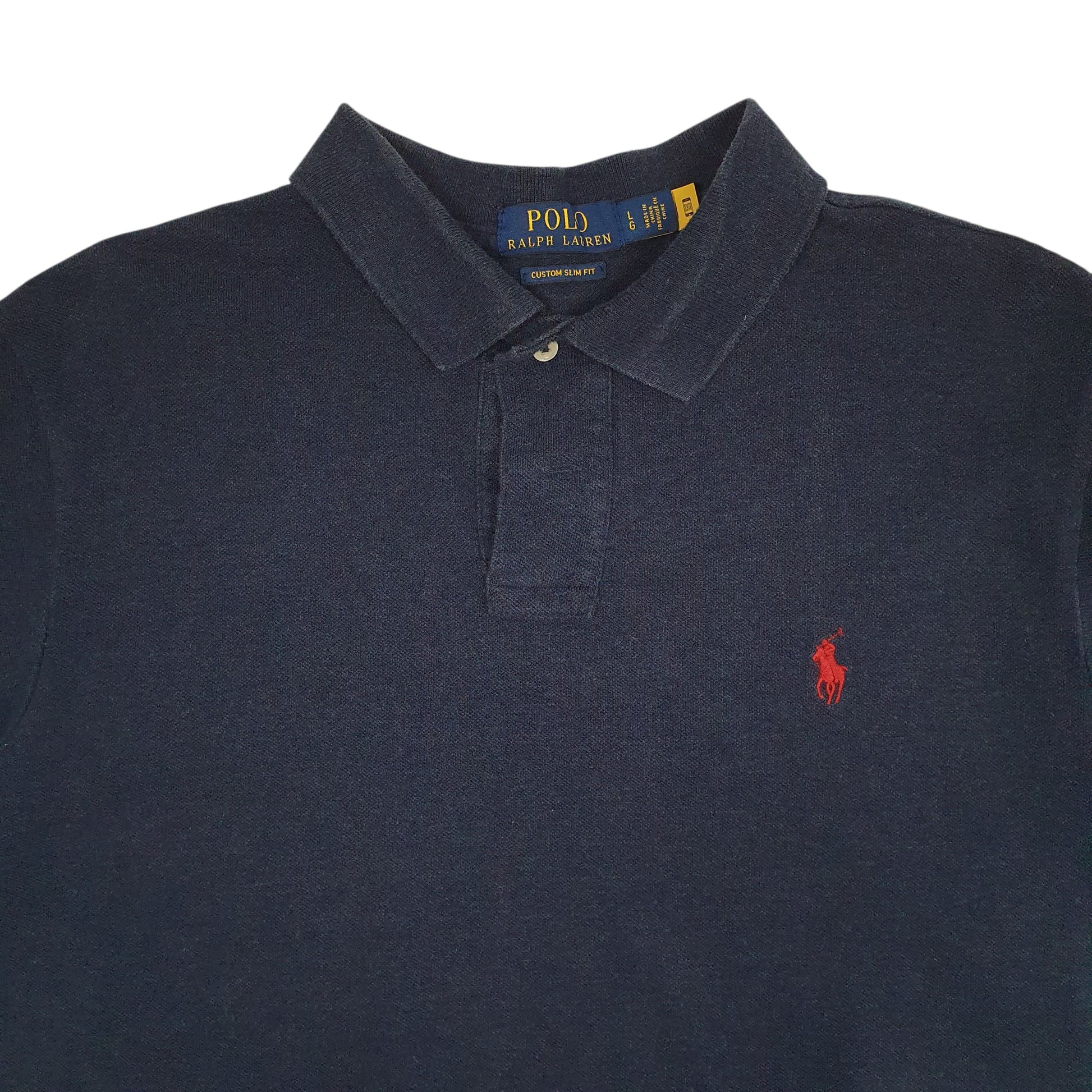 Mens Navy Polo Ralph Lauren Custom Slim Fit  Polo Shirt