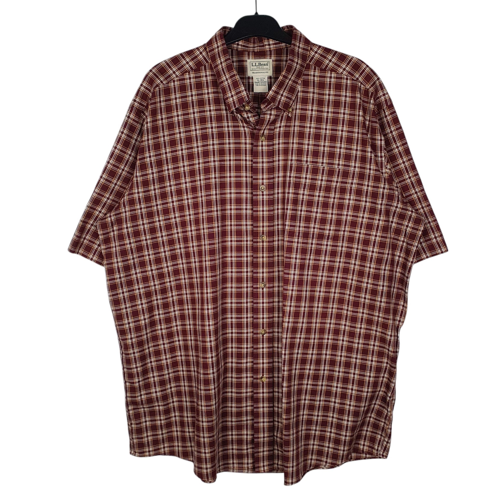 Mens Burgundy L.L.Bean  Short Sleeve Shirt