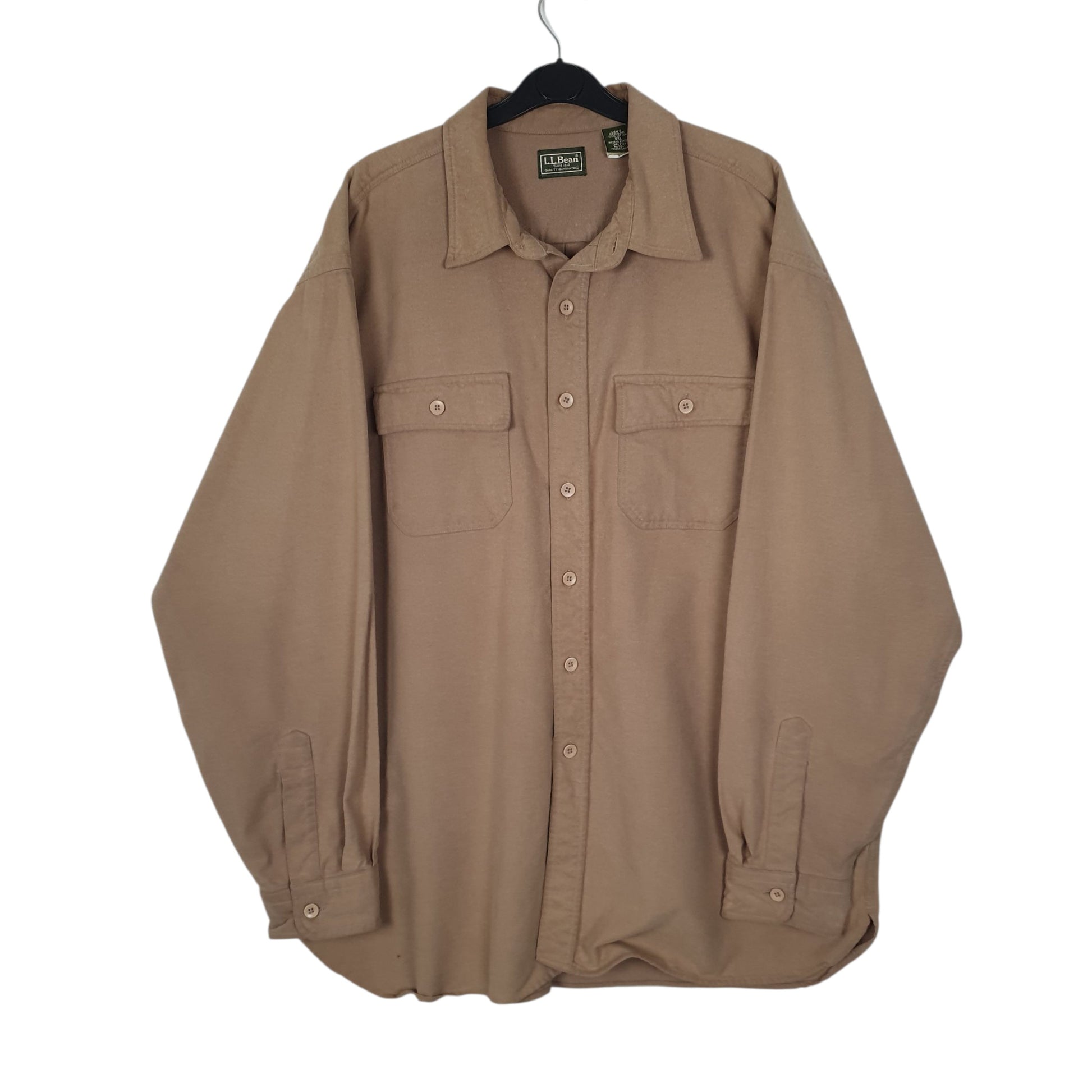 Mens Beige L.L.Bean Thick Chamois Long Sleeve Shirt