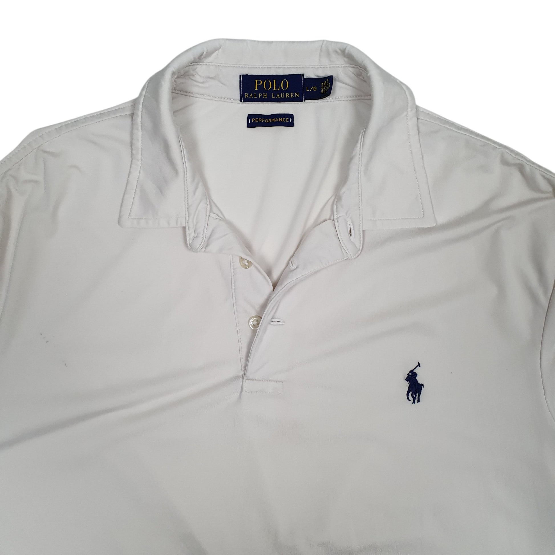 Mens White Polo Ralph Lauren Performance  Polo Shirt