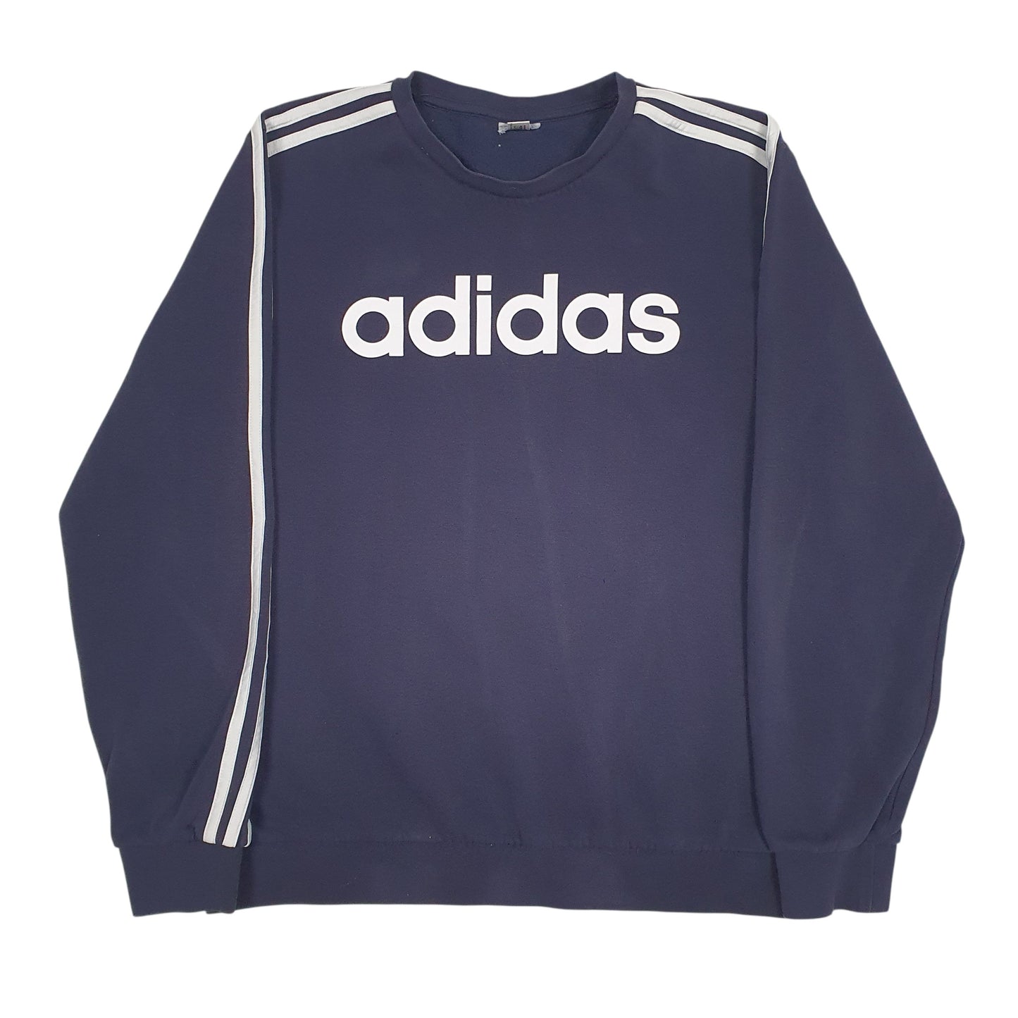 Mens Navy Adidas Spellout Crewneck Jumper
