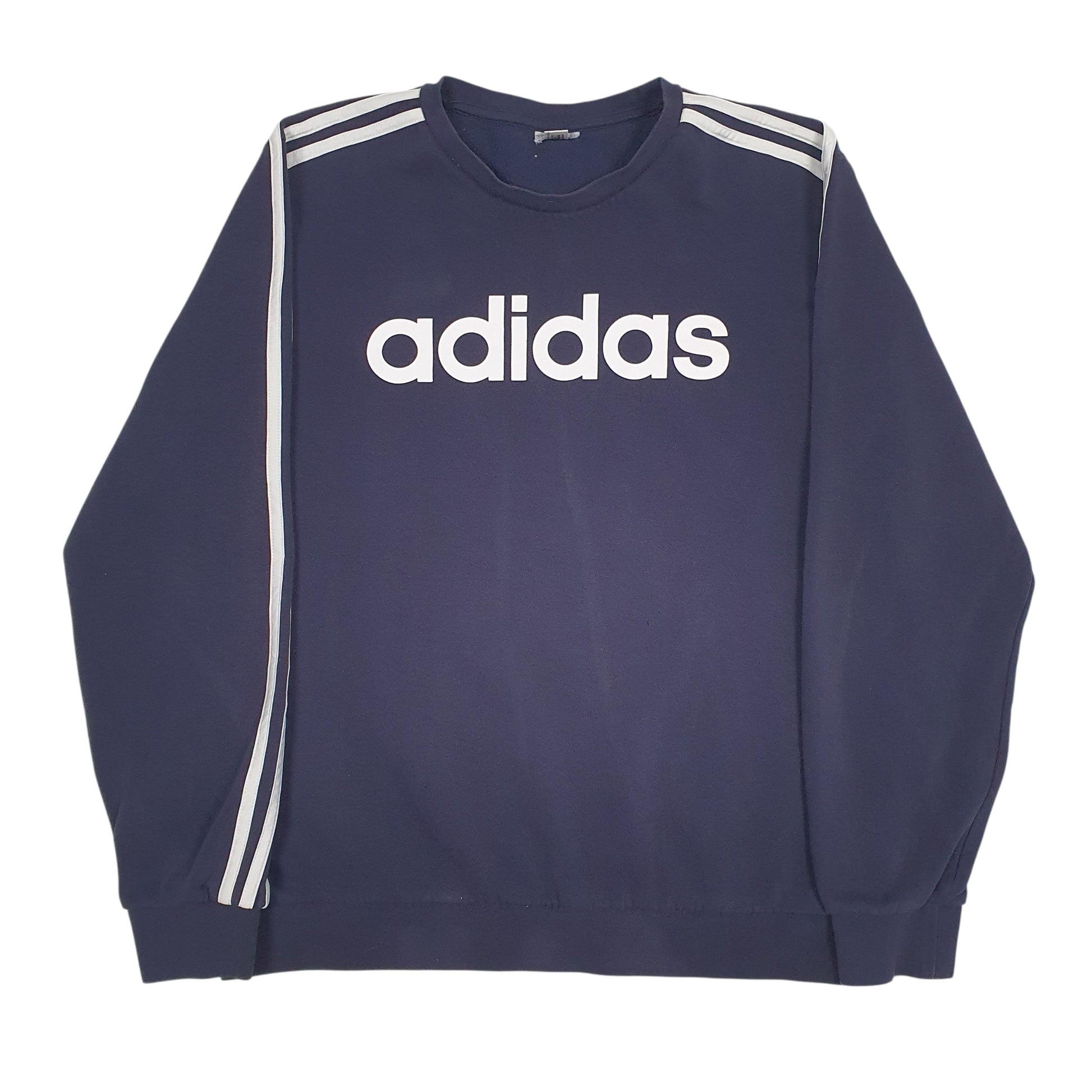 Mens Navy Adidas Spellout Crewneck Jumper