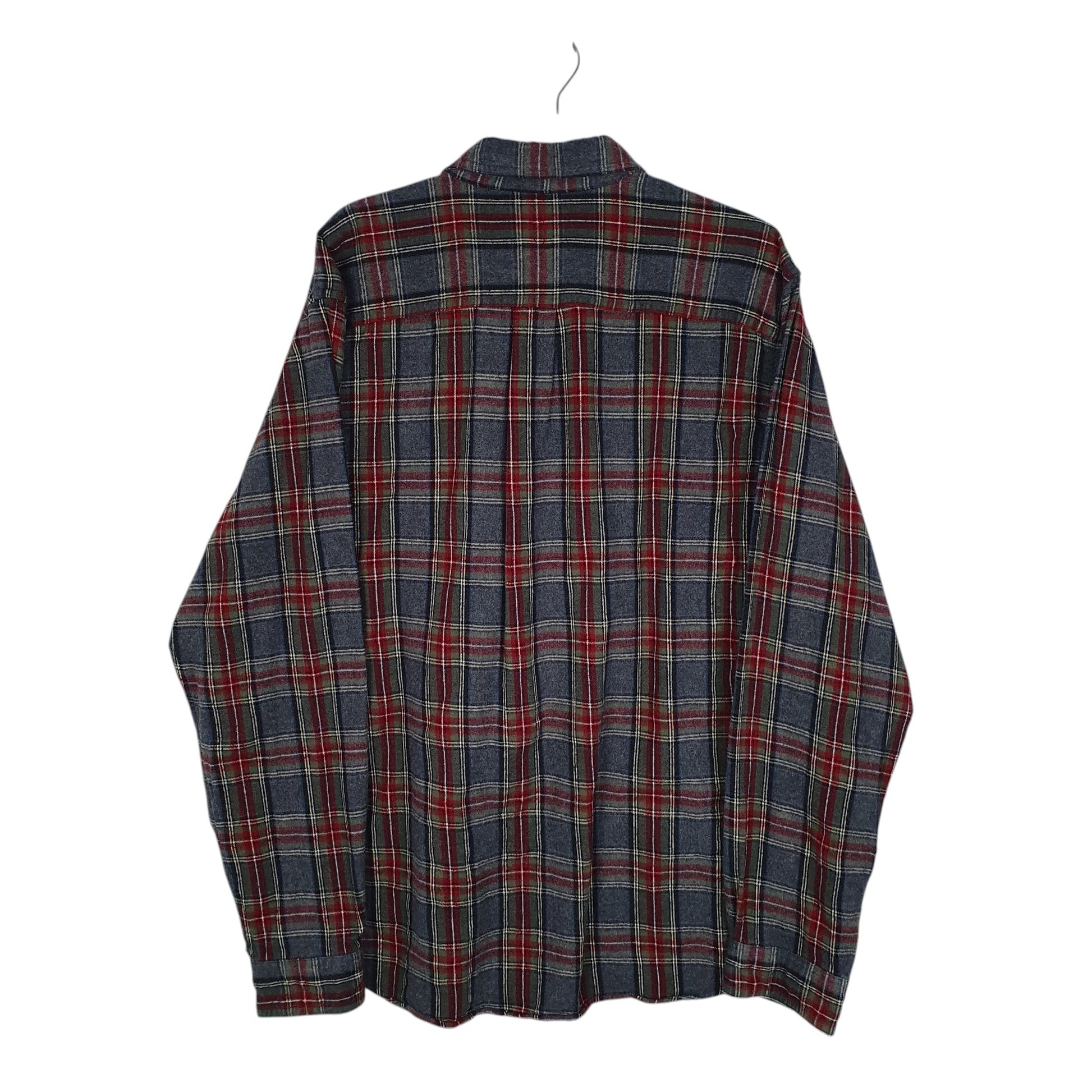 Mens Grey L.L.Bean Thick Flannel Plaid  Shirt