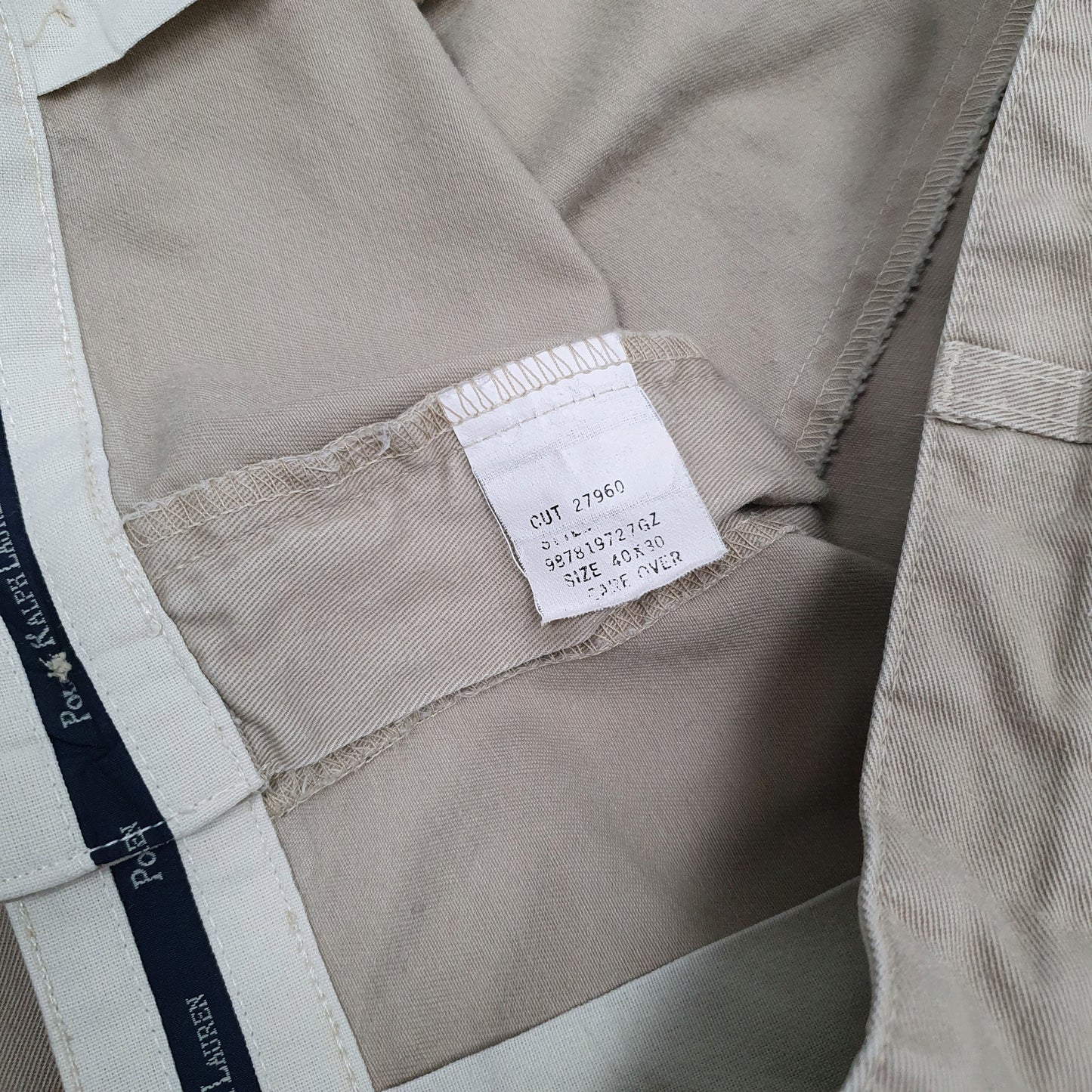 Mens Beige Polo Ralph Lauren Vintage 90s Made In USA Pleated  Trousers